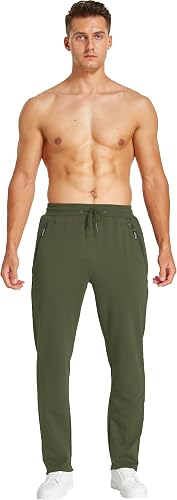 Mens Joggers Tracksuit Bottoms Slim Fit Zip Pockets Elasticated Waist