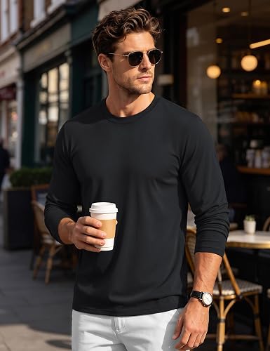 Men's Long Sleeve T Shirts Casual Work Cotton Crew Neck Tops