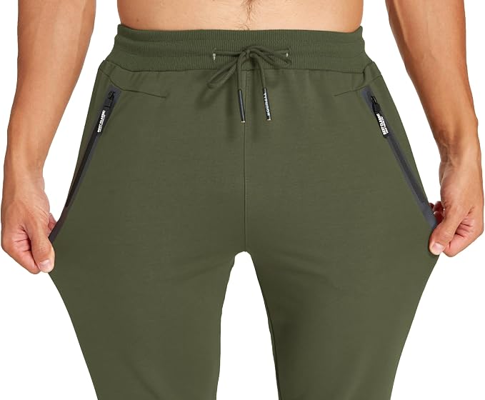 Mens Joggers Tracksuit Bottoms Slim Fit Zip Pockets Elasticated Waist