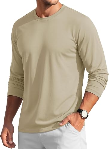 Men's Long Sleeve T Shirts Casual Work Cotton Crew Neck Tops