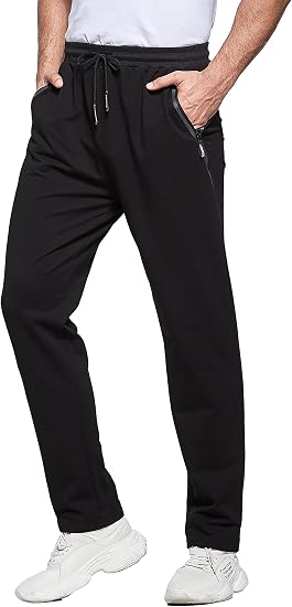 Mens Joggers Tracksuit Bottoms Slim Fit Zip Pockets Elasticated Waist