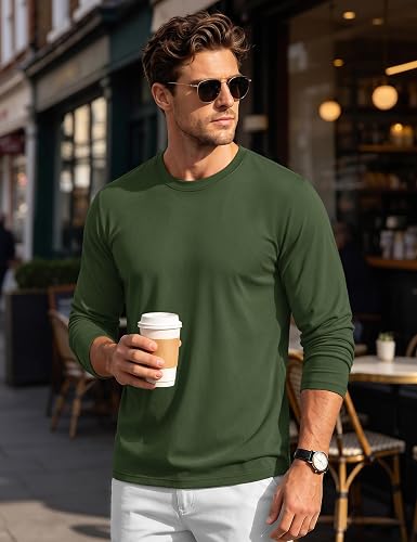 Men's Long Sleeve T Shirts Casual Work Cotton Crew Neck Tops