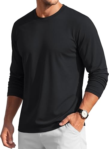 Men's Long Sleeve T Shirts Casual Work Cotton Crew Neck Tops