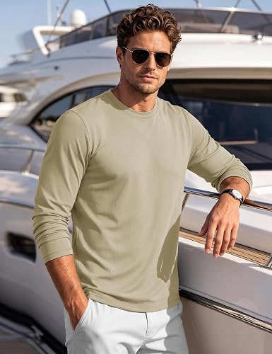 Men's Long Sleeve T Shirts Casual Work Cotton Crew Neck Tops