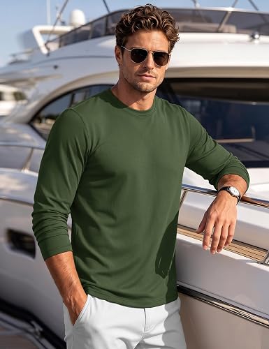 Men's Long Sleeve T Shirts Casual Work Cotton Crew Neck Tops