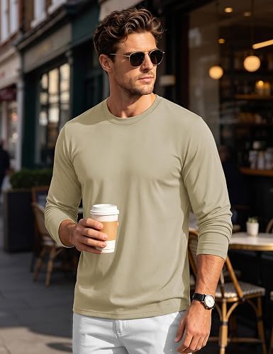 Men's Long Sleeve T Shirts Casual Work Cotton Crew Neck Tops