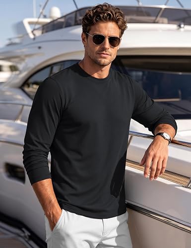 Men's Long Sleeve T Shirts Casual Work Cotton Crew Neck Tops